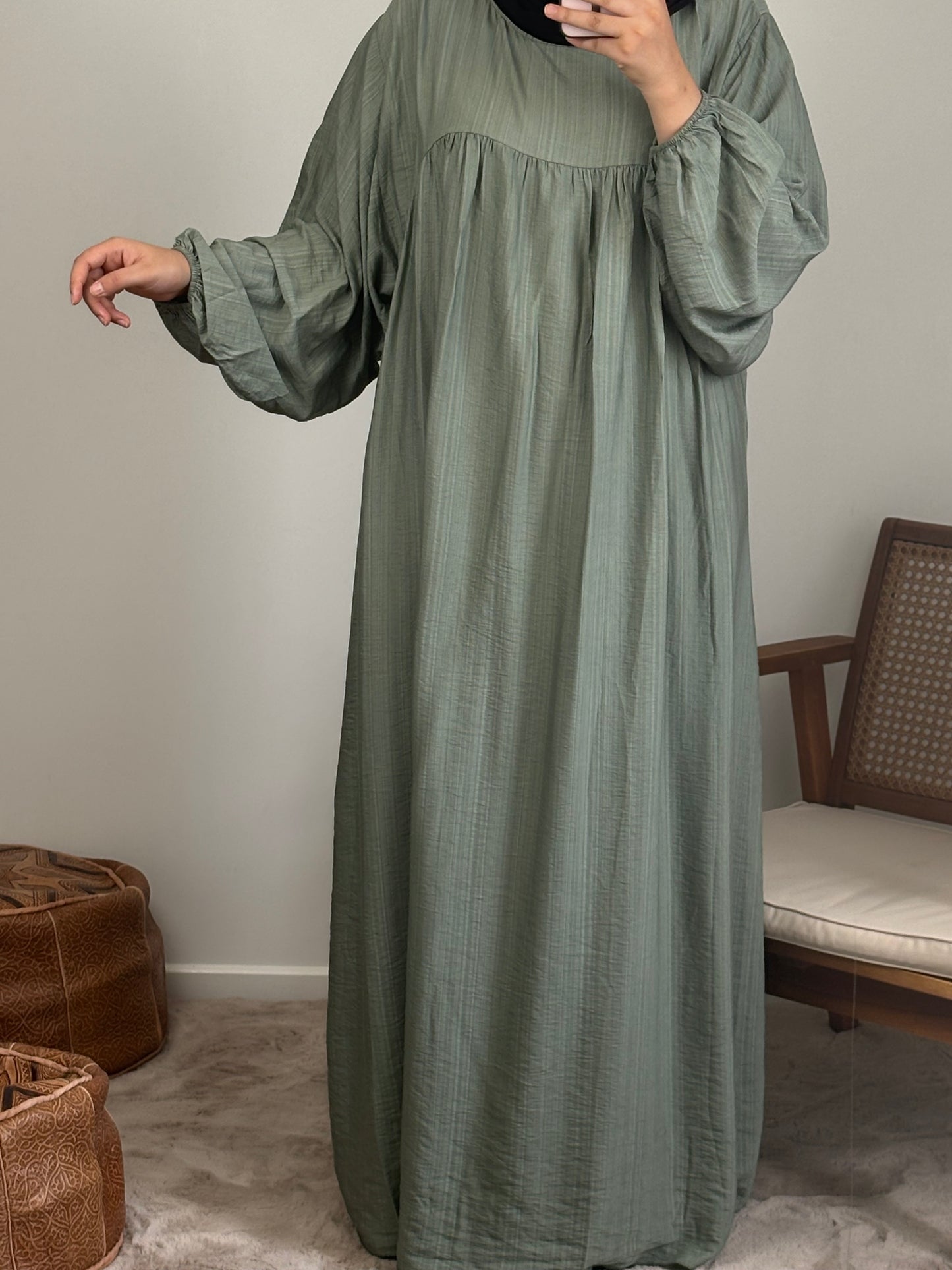 Robe coton effet lin