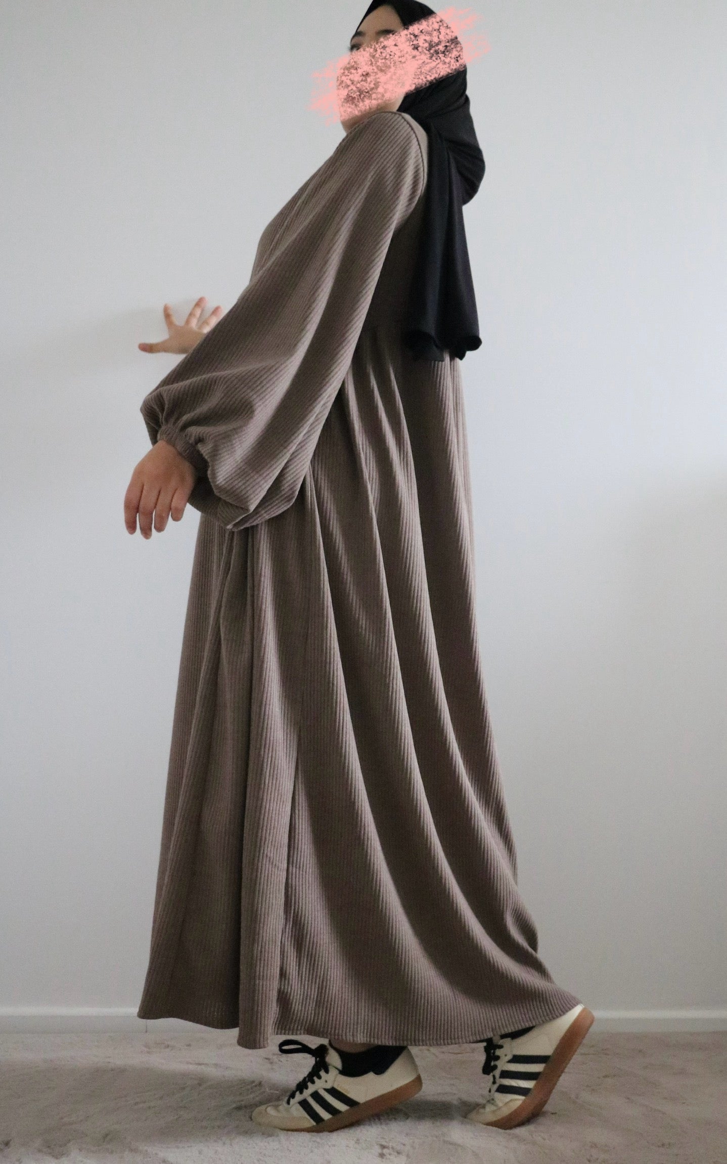 abaya à manches bouffantes velours