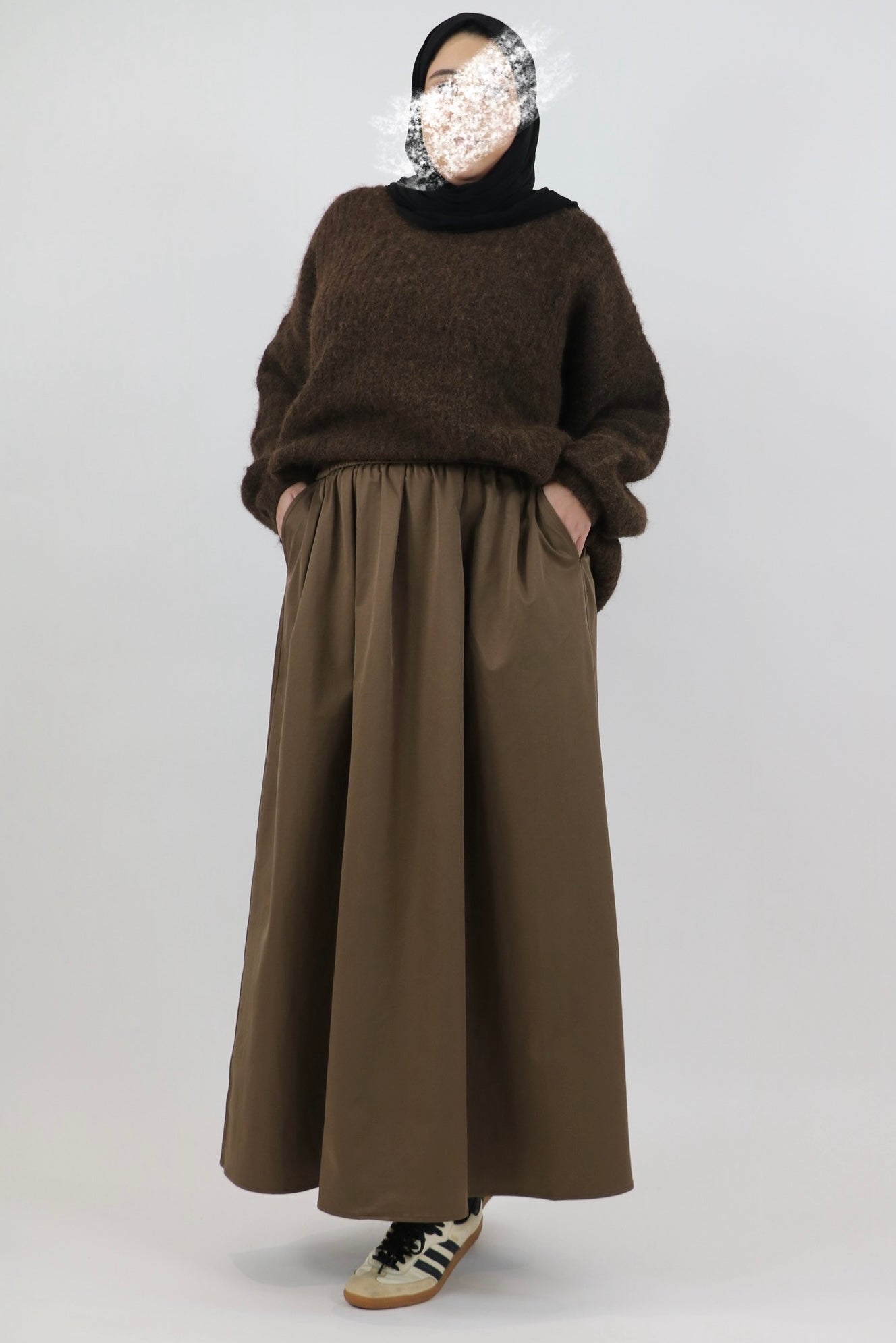 Jupe oversize taupe
