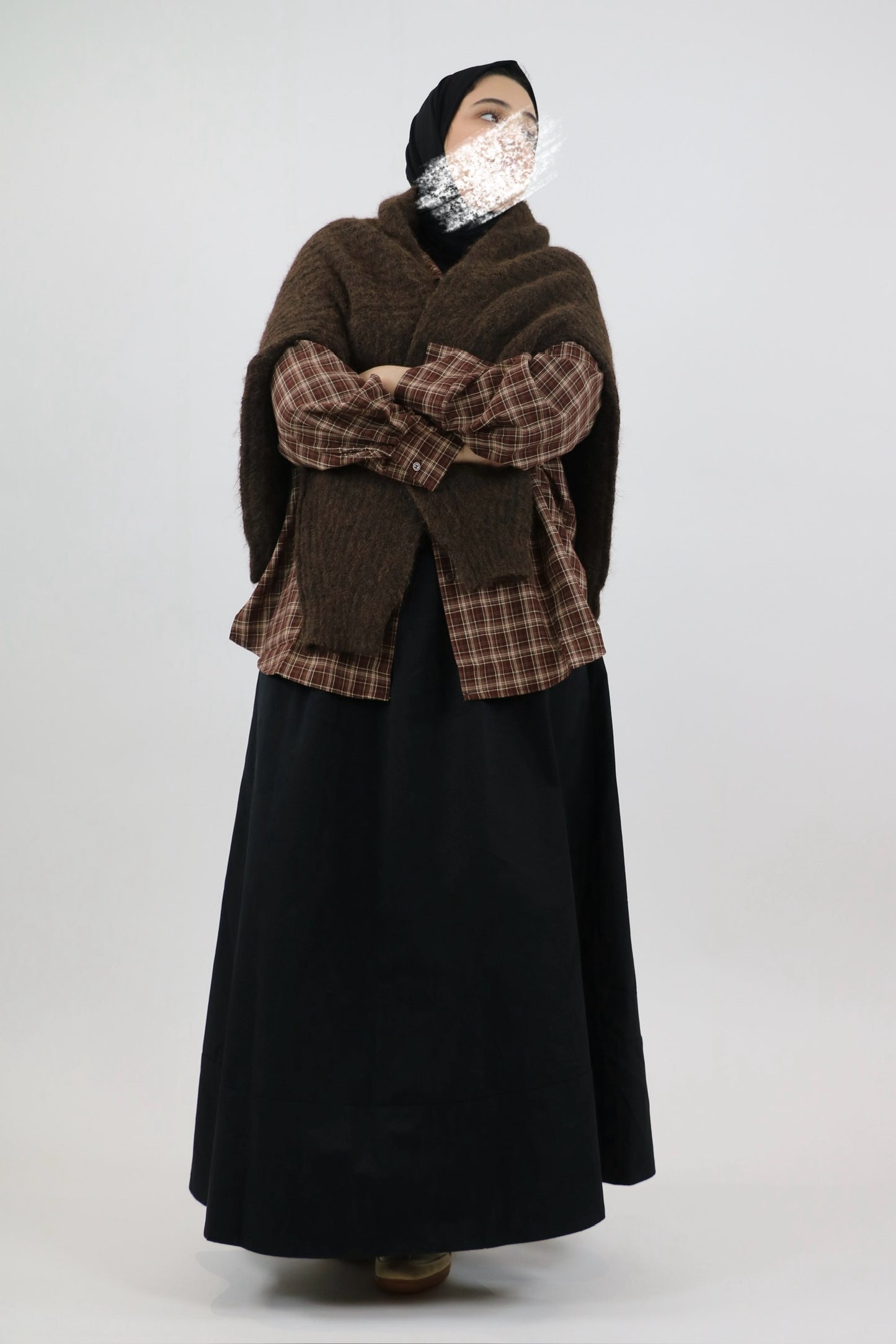 Pull oversize en maille duveteuse chocolat