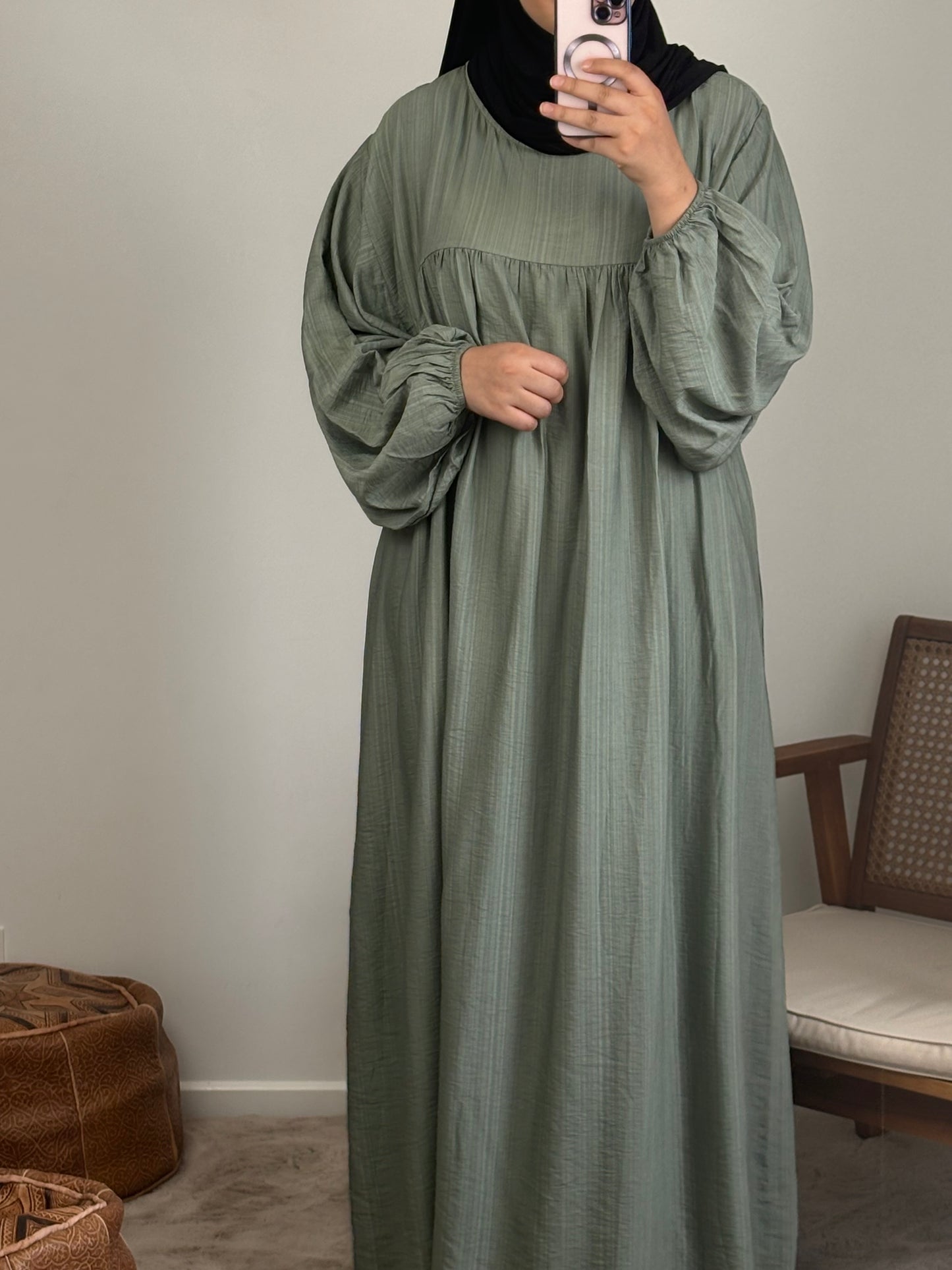 Robe coton effet lin