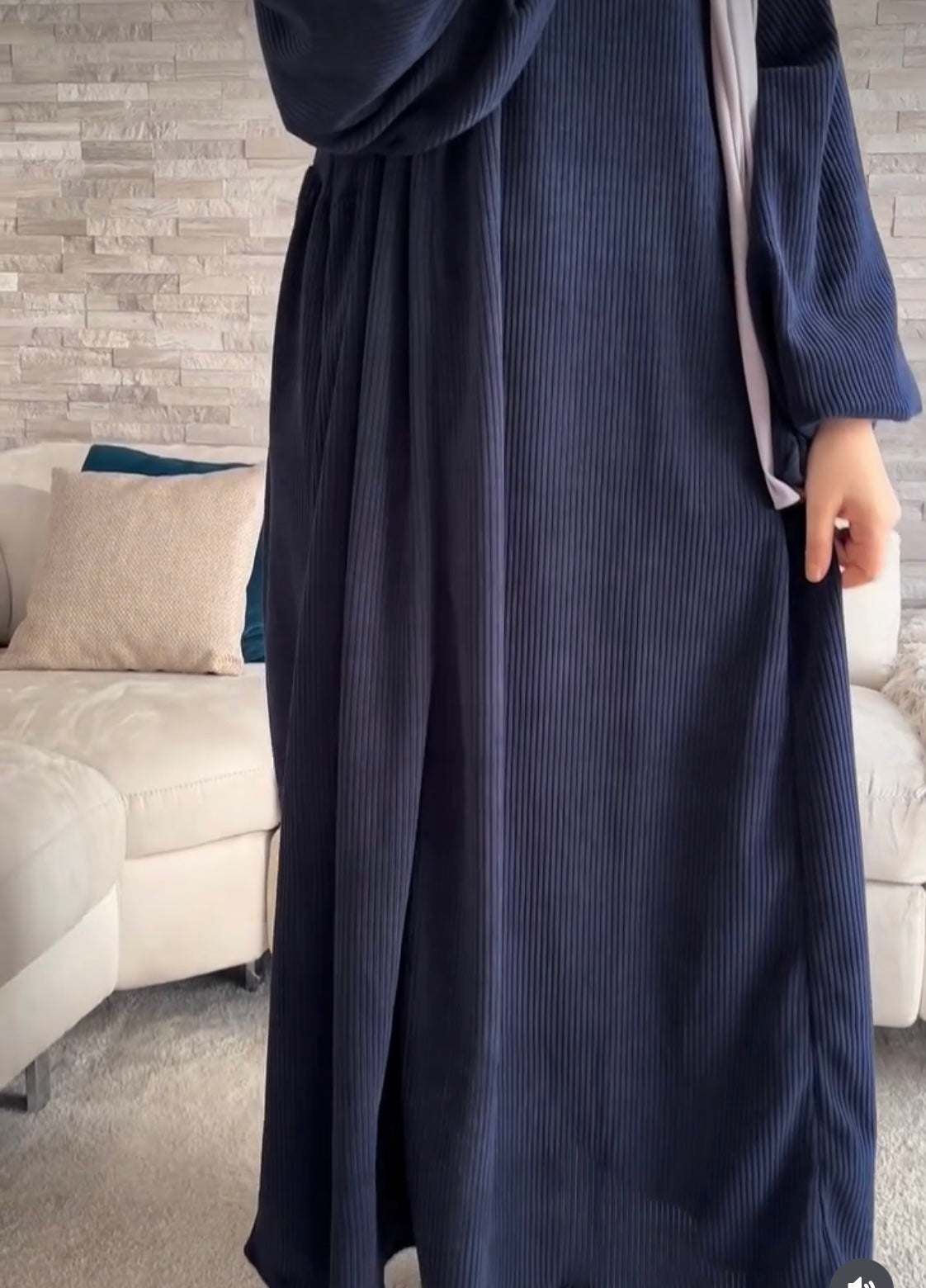 abaya à manches bouffantes velours