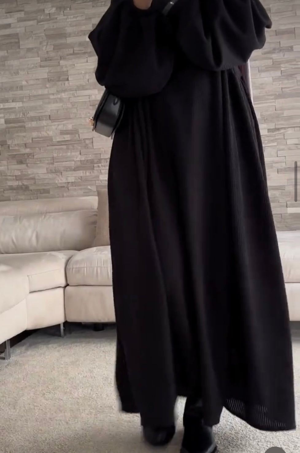 abaya à manches bouffantes velours