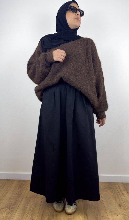 Pull oversize en maille duveteuse chocolat
