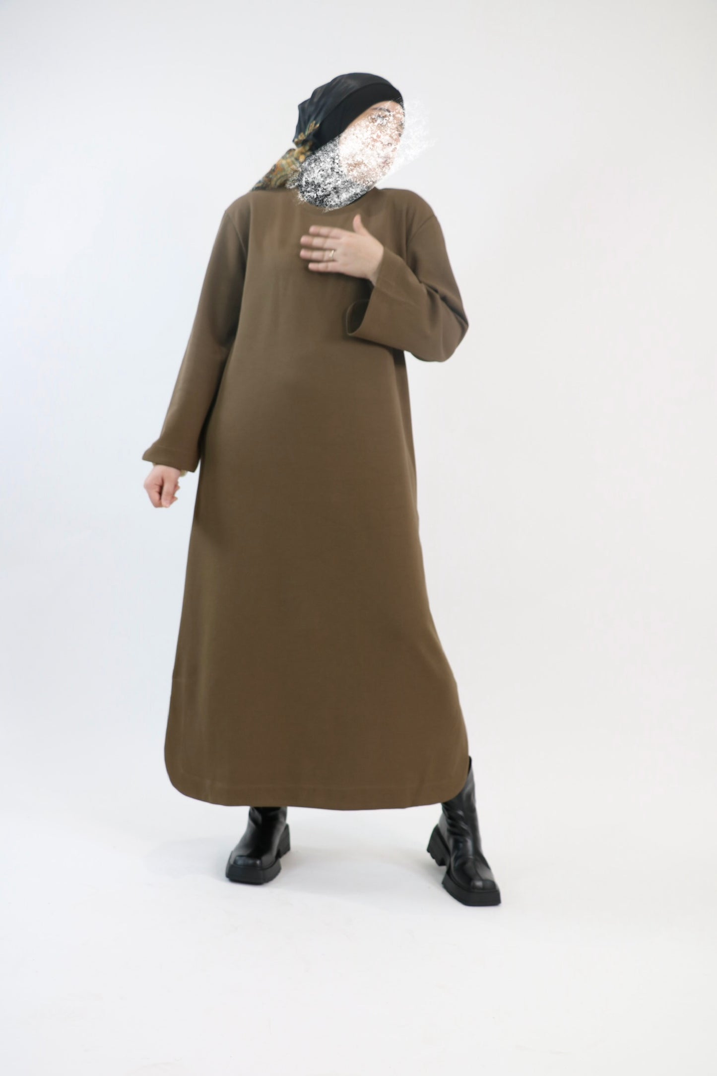 Robe t-shirt longue marron