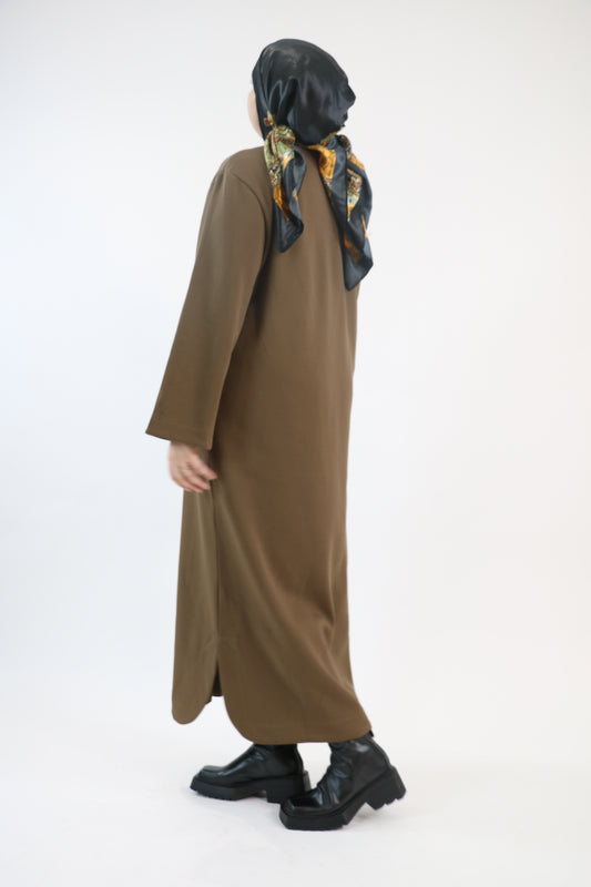 Robe t-shirt longue marron