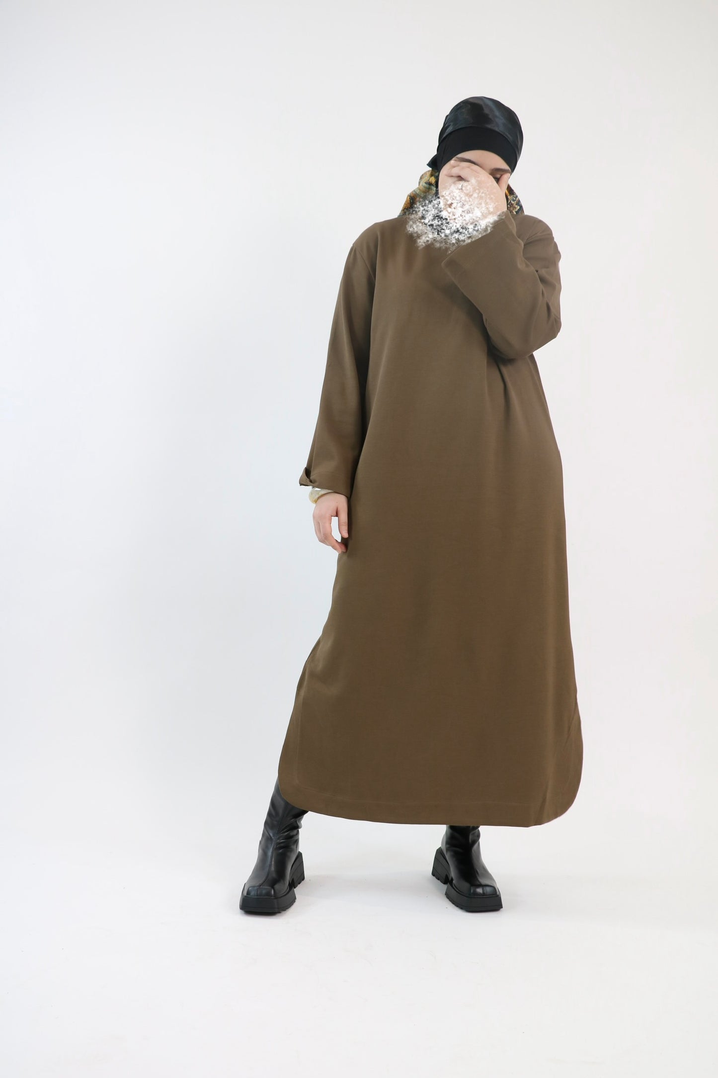 Robe t-shirt longue marron