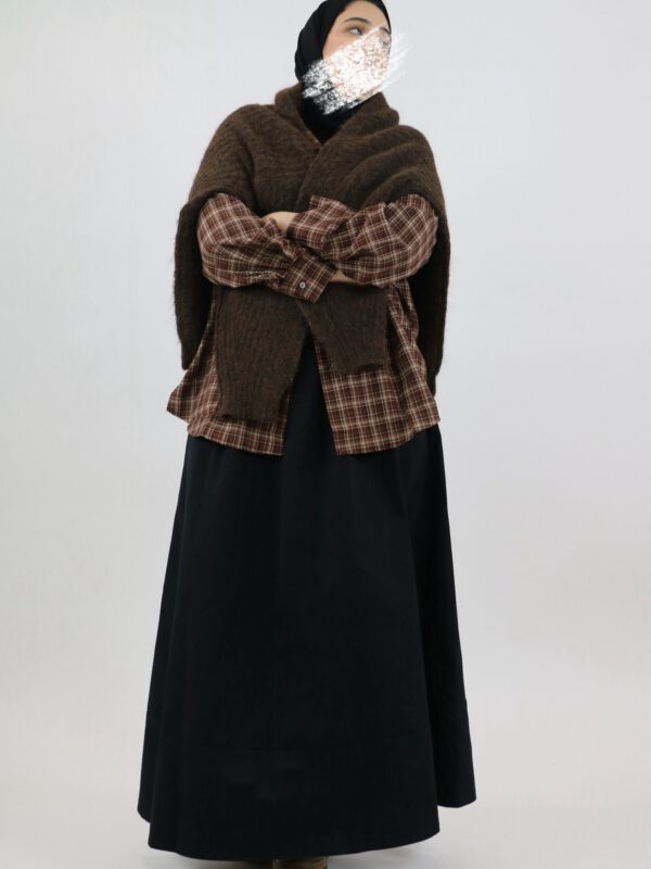 Chemise carreaux marron oversize tissu épais – Meraaya