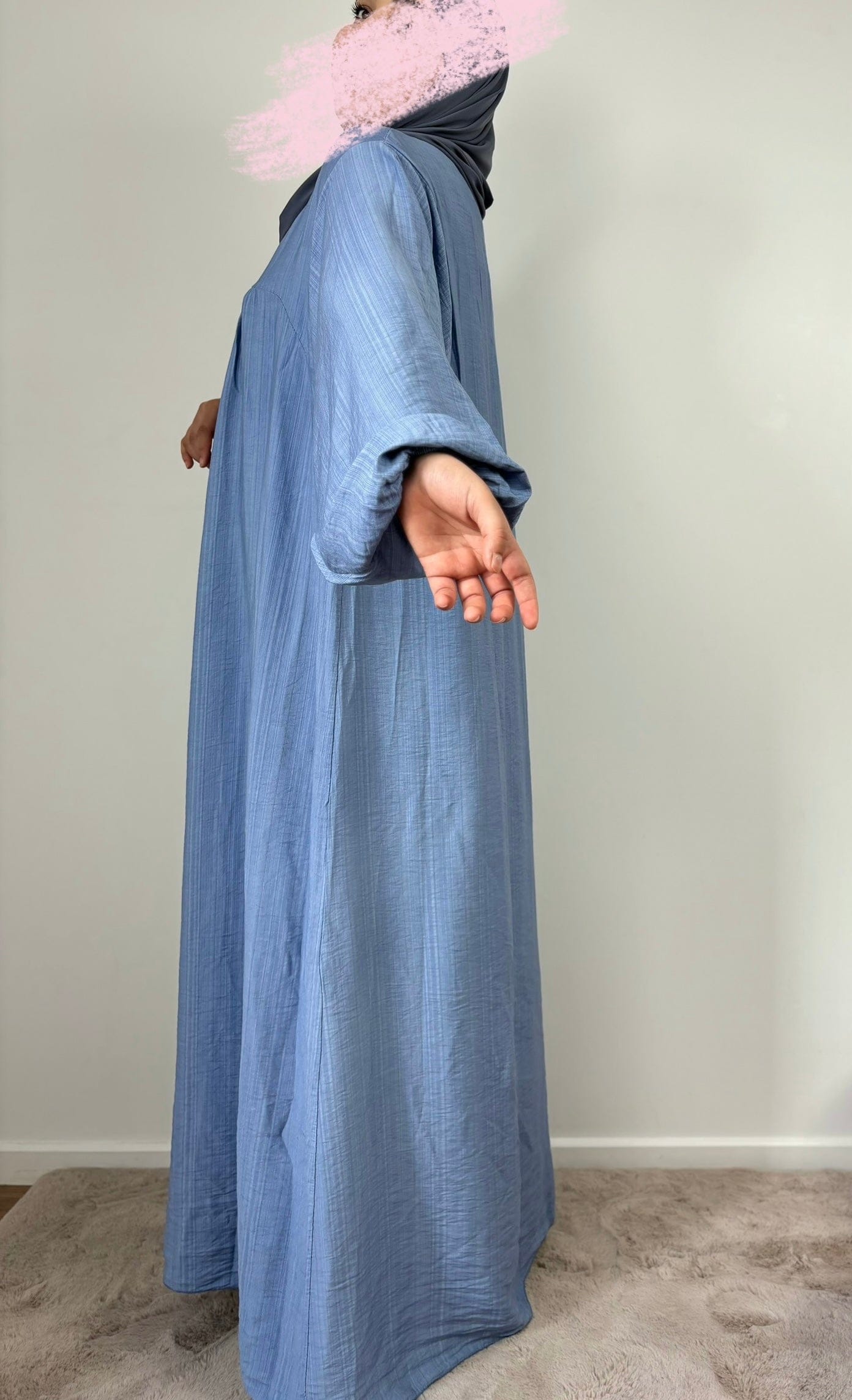 Robe coton effet lin longue femme – Meraaya