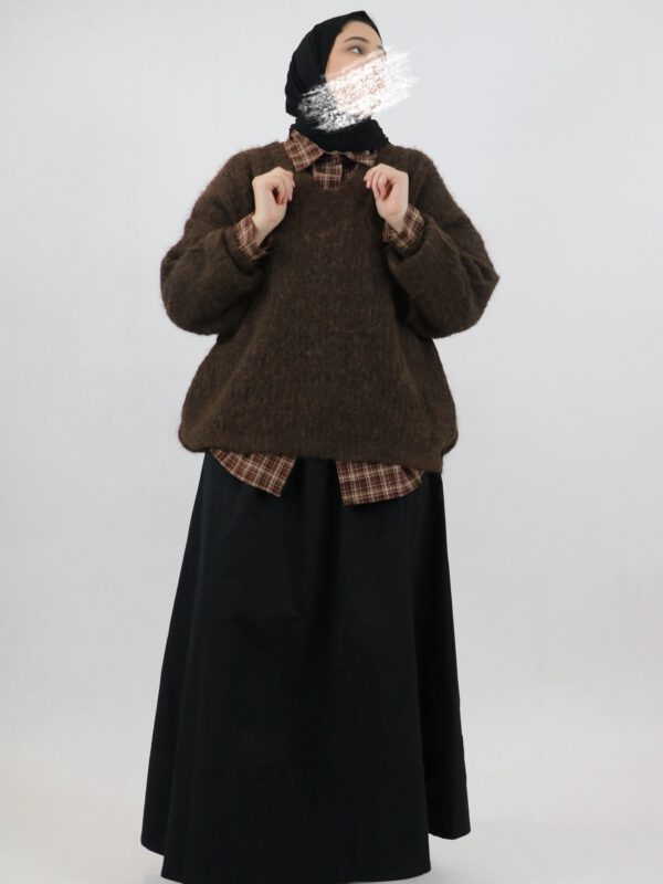 Pull oversize maille duveteuse chocolat femme – Meraaya