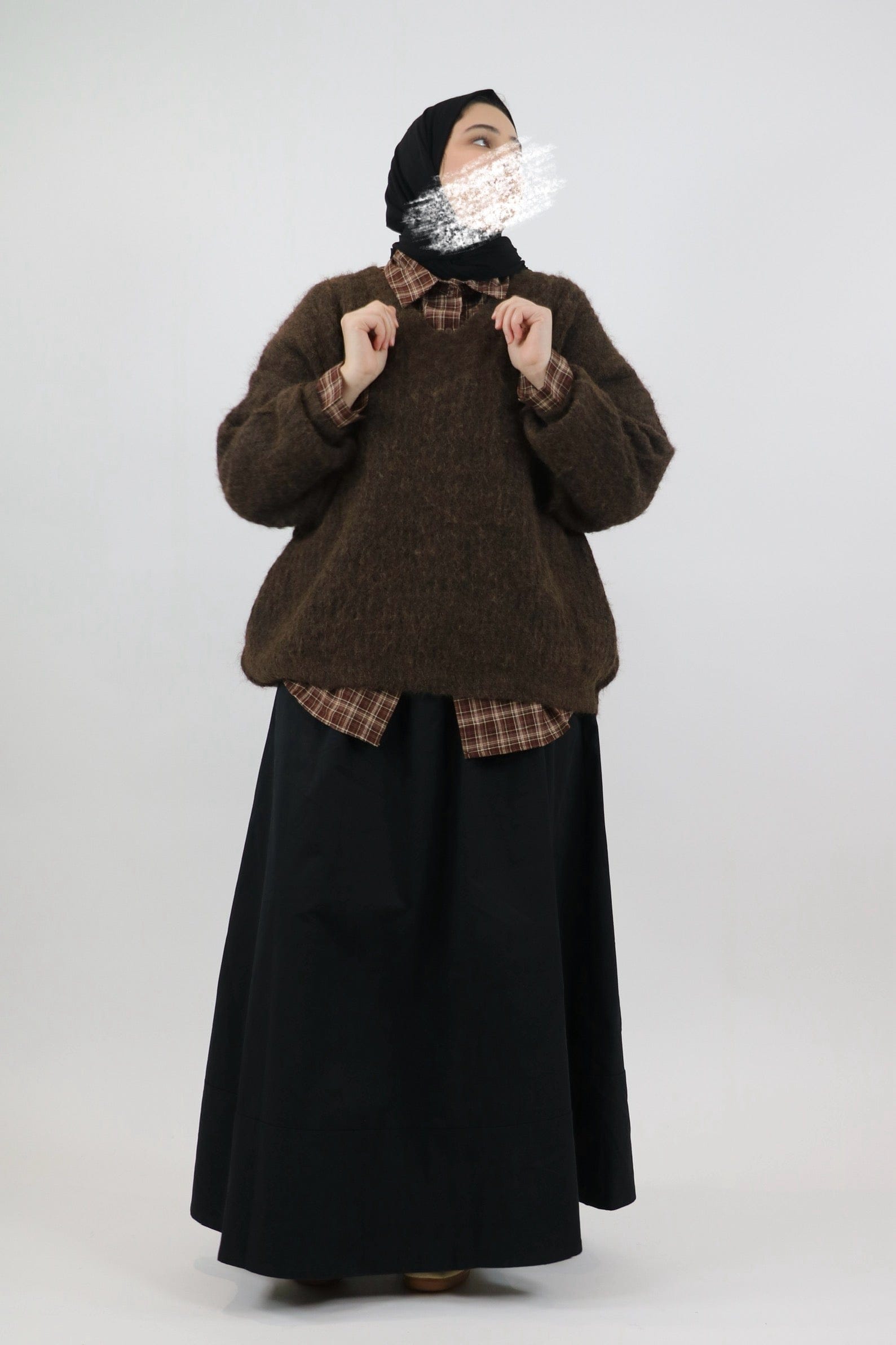 Pull oversize maille duveteuse chocolat femme – Meraaya