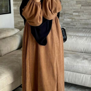 abaya à manches bouffantes velours